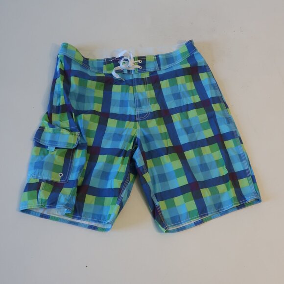 Mens Stussy Blue, Multi Plaid Swim Board Shorts 34 - Picture 1 of 6